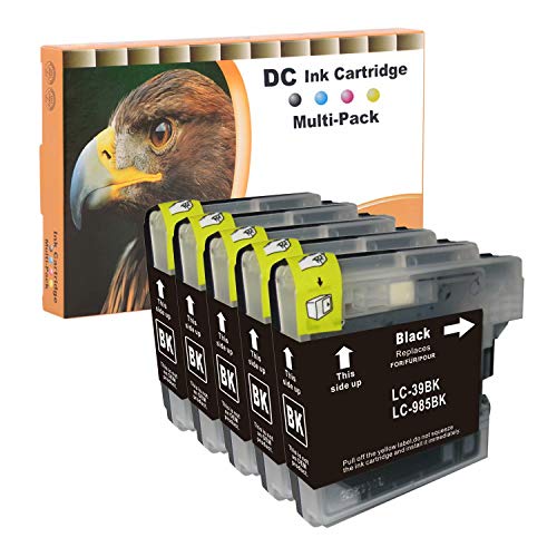 D&C 5x 15ml Black Druckerpatronen Kompatibel für Brother LC-985 BK XL für MFC-J 280 W, 410 Series, 415 W, DCP-J 125, 140 W, 315 W, 315 X, 415, 515 W, MFC-J 220 von LOSMANN