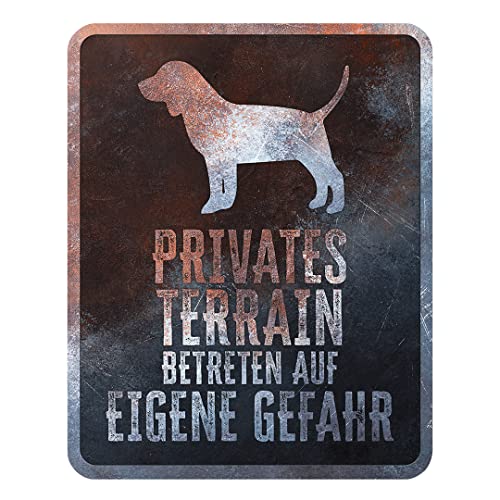 D&D Home, Warnschild "Achtung vor dem Hund", 25 x 20 x 0,3 cm, deutsche Version, schwarzer Hintergrund, rostbeständiges Metallschild mit lustigem Text von D&D Home