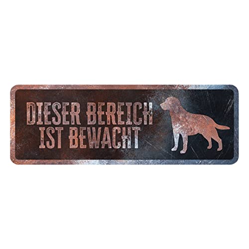 D&D Home, Warnschild "Achtung an den Hund", 40 x 13 x 0,3 cm, deutsche Version, schwarzer Hintergrund, Warnschild aus Metall, rostbeständig, mit lustigem Text von D&D Home