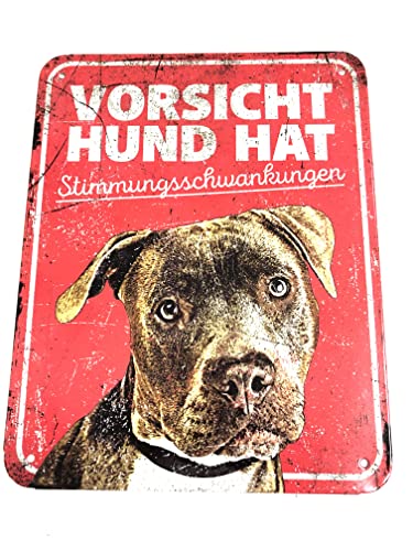 D&D Home, Warnschild "Achtung vor Hund, 25 x 20 x 0,3 cm, deutsche Version, roter Hintergrund, rostbeständiges Metallschild mit lustigem Text von D&D Home