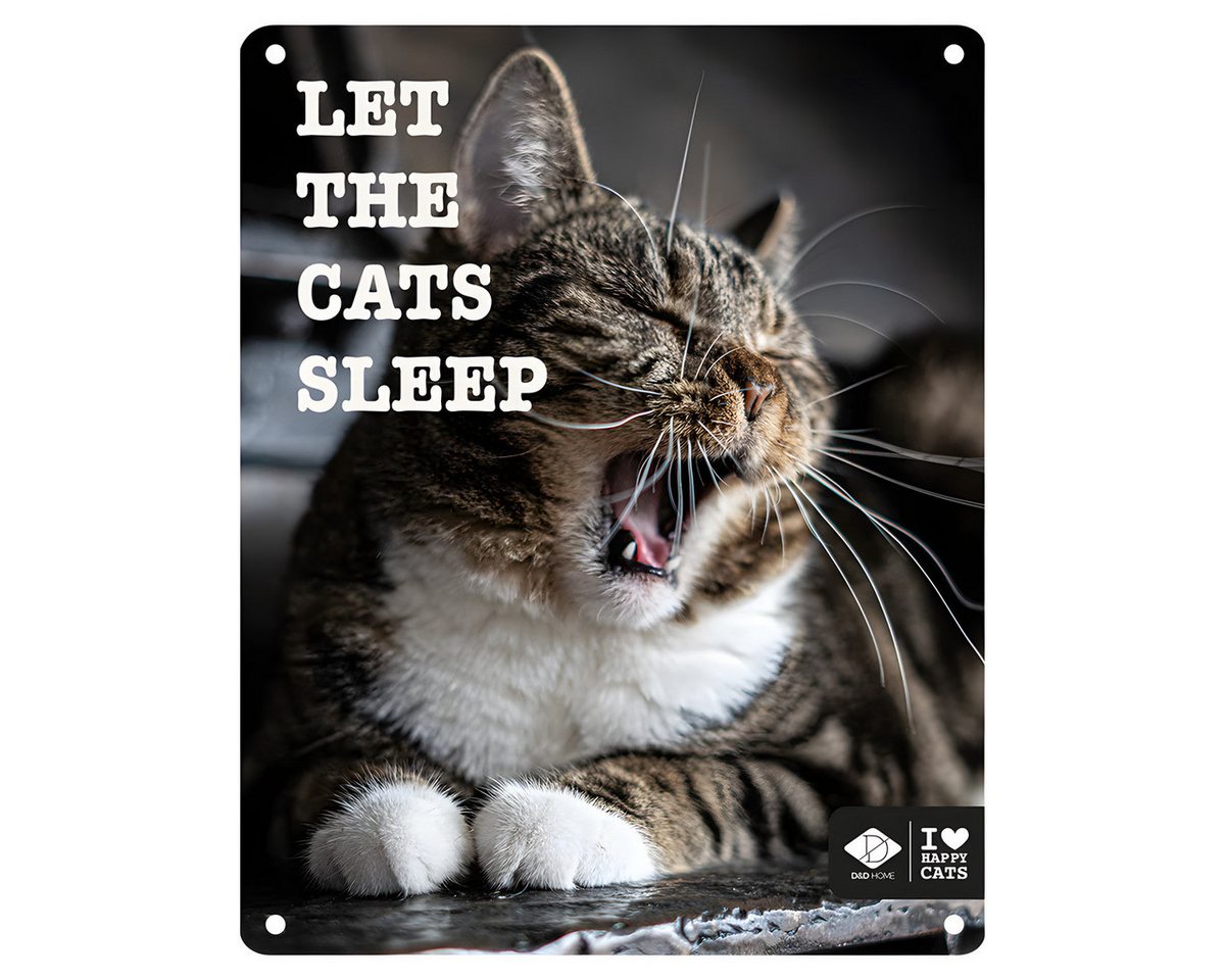 D&D Metallschild Schild I Love Happy Cats Let the Cats sleep von D&D