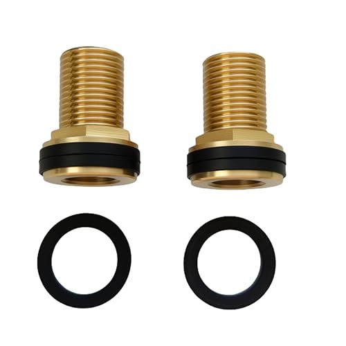 D&DHardware 2 Stück Regentonnendurchführung,Tankdurchführung aus Messing AG 1/2" x IG 3/8",Behälterverschraubung für Wasserhähne,Wassertonnen & Wassertanks inklusive 6 Dichtungen D&DHardware 2 Stück Regentonnendurchführung,Tankdurchführung aus Messing AG 1/2" x IG 3/8",Behälterverschraubung für Wasserhähne,Wassertonnen & Wassertanks inklusive 6 Dichtungen von D&DHardware