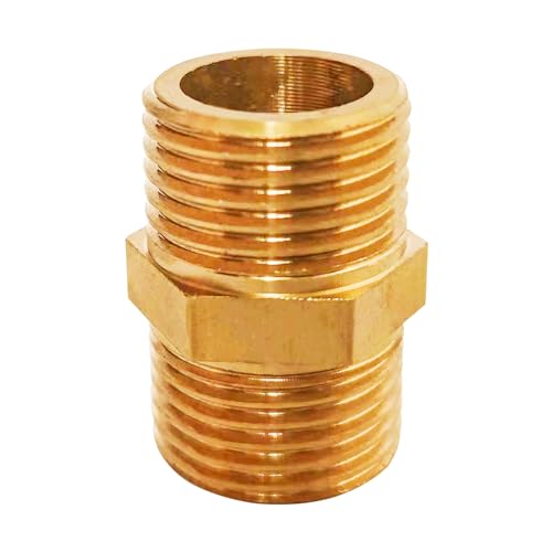 D&DHardware Doppelnippel 1/2 Zoll Messing Außengewinde,Verbindungsstück AG/AG Gewindefitting,Doppelnippel Messing Fittings für Trinkwasser geeignet von D&DHardware