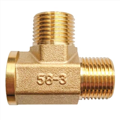 D&DHardware T-Stück Messing 1/2 Zoll Innengewinde, Gewindefitting T-Stück IGxAGxAG für Heizung und Trinkwasseranlage von D&DHardware