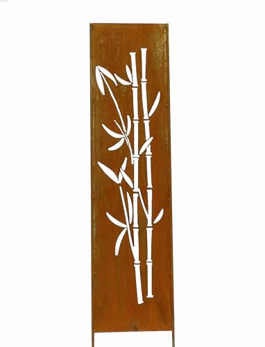 D&L Lasertec Edelrost Sichtschutz Metall 170 x 32 cm Bambus zum Stecken Sichtschutzwand Rost Gartendeko Deko Dekoration Wand von D&L Lasertec