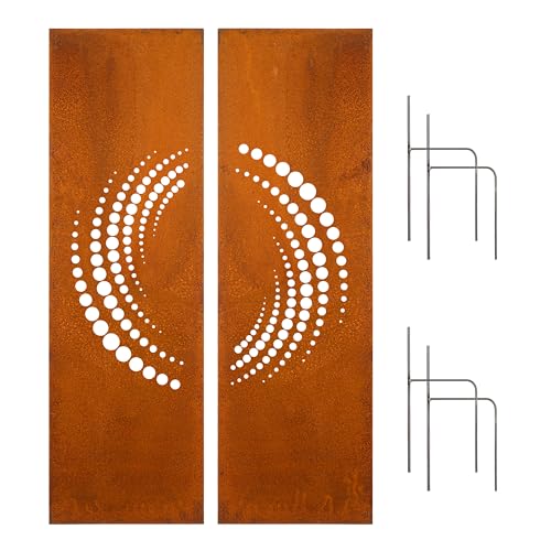 D&L Lasertec Edelrost Sichtschutzwand 2er Set Kreis 160x50 cm inklusive Bodenanker von D&L Lasertec