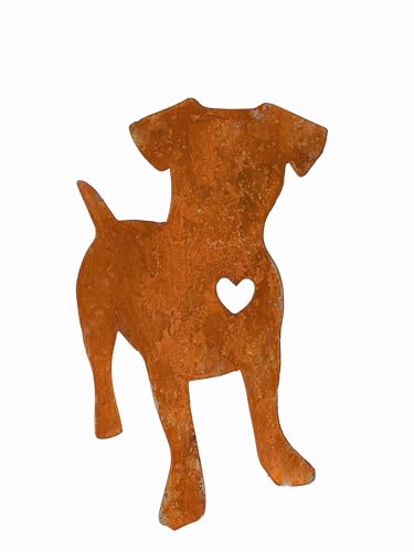 D&L Lasertec Edelrost Jack Russell Terrier, Hunde Dekoration, Gartenstecker, mit Stab von D&L Lasertec