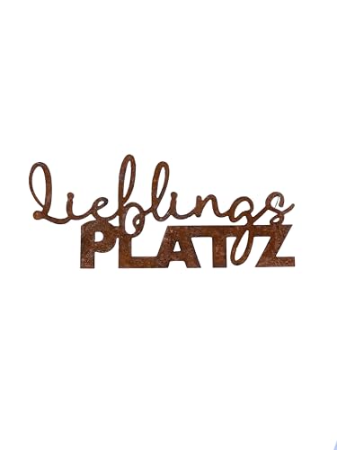 Schild Lieblingsplatz Rost, Wandschild Metall, Edelrost, Gartendekoration, Dekoschild von D&L Lasertec