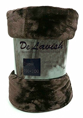 D&L Luxuriöser Überwurf aus Kunstfell, superweich, warm, gemütlich, für Sofa und Bett, 150 x 200 cm, Schokoladenbraun von Lightdot