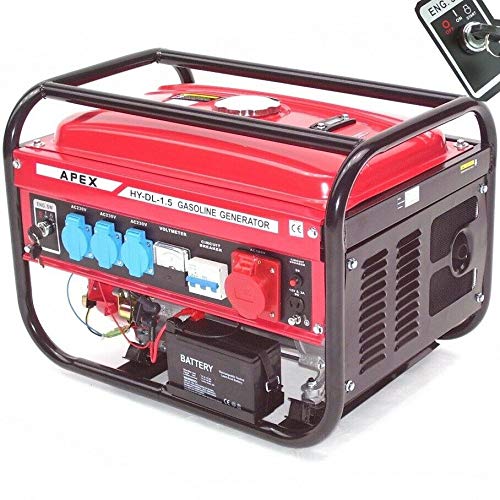 Elektro-Start Benzin Stromerzeuger 9500E Generator 230V 400V 66265 Stromaggregat, Schlüssel E-Start, 6,5PS, 196ccm, 3 x 230V, 1x 400V, 1x12V, Seilzugstart von D&L