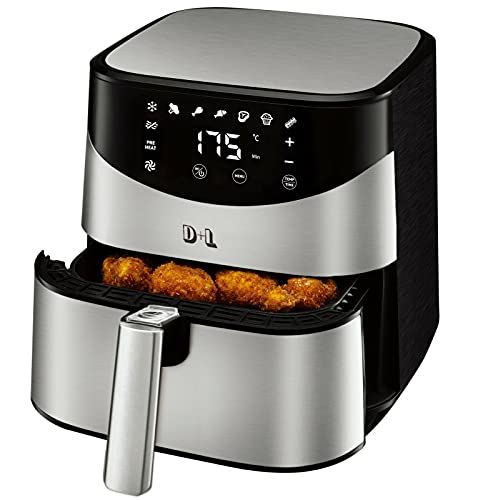 D&L XL Heißluftfritteuse 5L Air Fryer 1700W Heißluft Friteuse Grill Edelstahl 57030 AWZ von D&L