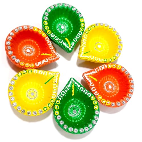 Diyas Diwali Diyas Diwali Deko-Ton, bunt, 4 Stück Diyas Diwali Diyas Diwali Deko-Ton, bunt, 4 Stück von D & S