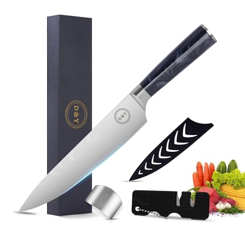D & Y kochmesser Küchenmesser scharfes 21cm aus Damaszenerstahl Fleischmesser,scharfes Küchenmesser,chefmesser,mit Messerschärfer,und Fingerschutz,Ergonomisch Holzgriff in Geschenkbox D & Y kochmesser Küchenmesser scharfes 21cm aus Damaszenerstahl Fleischmesser,scharfes Küchenmesser,chefmesser,mit Messerschärfer,und Fingerschutz,Ergonomisch Holzgriff in Geschenkbox von D & Y