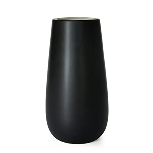 D'vine Dev 25,4 cm elegante ovale Keramikvase für Blumen, Heimdekoration, Vase mit Design-Box matte black von D'vine Dev