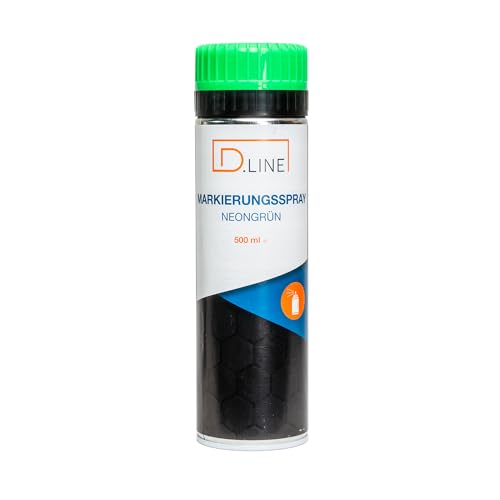 D.LINE Markierungsspray, 1x 500ml Markierungsfarbe, Forstspray, Bodenmarkierungsspray in Signalfarben mit patentierter Markierungskappe (neongrün) von D.LINE