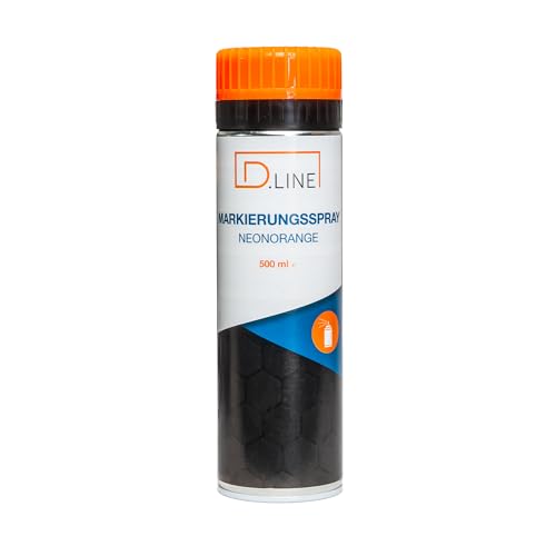 D.LINE Markierungsspray, 1x 500ml Markierungsfarbe, Forstspray, Bodenmarkierungsspray in Signalfarben mit patentierter Markierungskappe (neonorange) von D.LINE