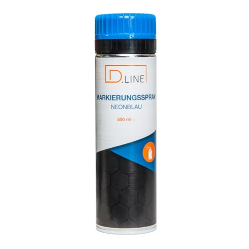 D.LINE Markierungsspray, 12x 500 ml Markierungsfarbe, Forstspray, Bodenmarkierungsspray in Signalfarben mit patentierter Markierungskappe 500 (neonblau) von D.LINE