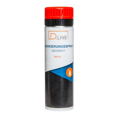 D.LINE Markierungsspray, 3x 500ml Markierungsfarbe, Forstspray, Bodenmarkierungsspray in Signalfarben mit patentierter Markierungskappe (neonrot) von D.LINE
