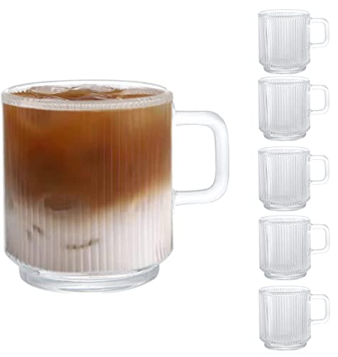 D.M DESIGN·MASTER [6-Stück,350ML] - Vertikale Streifen Design Gläser. Kaffeeglas/Teeglas, Hält lange warm, Perfekt für Latte, Tee und Getränke. von D.M DESIGN·MASTER