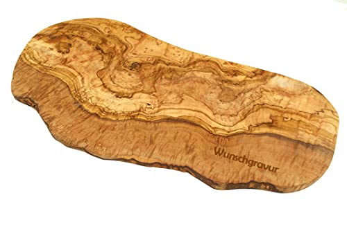 D.O.M.® Schneidebrett RUSTIKAL aus Olivenholz - (40-44 cm mit Gravur) von D.O.M. Die Olivenholz Manufaktur