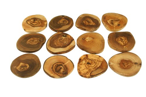 D.O.M.® Untersetzer RUSTIKAL 12tlg. Set aus Olivenholz z. B. für Gläser von D.O.M. Die Olivenholz Manufaktur