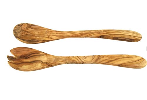 D.O.M. Salatbesteck aus Olivenholz in 21 cm, 30 cm oder 36 cm Länge- Gravur möglich (Gross - ca. 36 cm - Ohne Gravur) von D.O.M. Die Olivenholz Manufaktur