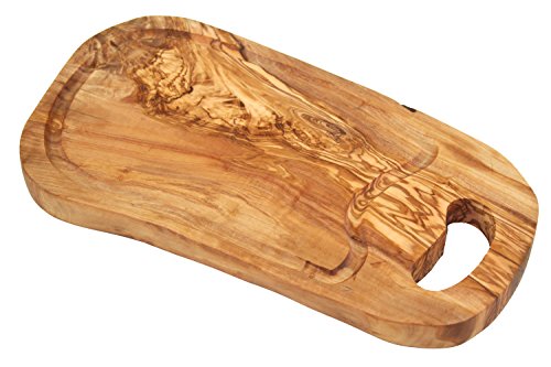 D.O.M. Steakbrett 42 cm aus Olivenholz mit Saftrille und Grifflasche von D.O.M. Die Olivenholz Manufaktur