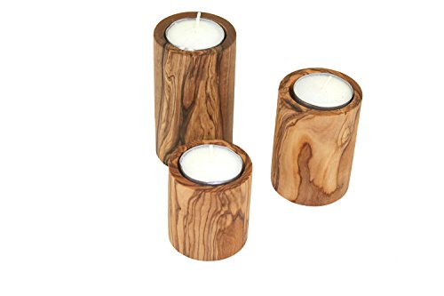D.O.M.® Teelichthalter aus Olivenholz im 3er Set von D.O.M. Die Olivenholz Manufaktur