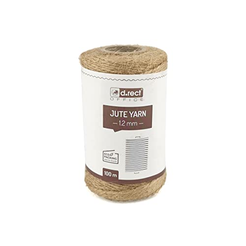 D.RECT 100m Jute-Schnur Natur Braun Jute-Kordel | Packschnur Geschenk-Band Bastelschnur Dekokordel | 1,2mm Dicke | Für: Verpackung, DIY Kunst-Handwerk, Floristik, Dekoration von D.RECT