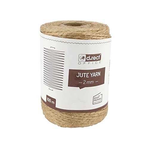 D.RECT 100m Jute-Schnur Natur Braun Jute-Kordel | Packschnur Geschenk-Band Bastelschnur Dekokordel | 2mm Dicke | Für: Verpackung, DIY Kunst-Handwerk, Floristik, Dekoration von D.RECT