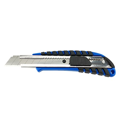 D.RECT 2049 Cuttermesser mit Metallführung Klinge 18mm mit gummiertem Griff Teppichmesser Universalmesser Profi Cutter/Messer, Blau von D.RECT