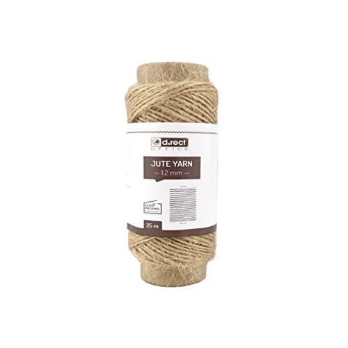 D.RECT 25m Jute-Schnur Natur Braun Jute-Kordel | Packschnur Geschenk-Band Bastelschnur Dekokordel | 1.2mm Dicke | Für: Verpackung,DIY Kunst-Handwerk,Floristik,Dekoration, 800198 von D.RECT