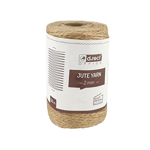 D.RECT 50m Jute-Schnur Natur Braun Jute-Kordel | Packschnur Geschenk-Band Bastelschnur Dekokordel | 2mm Dicke | Für: Verpackung, DIY Kunst-Handwerk, Floristik, Dekoration von D.RECT