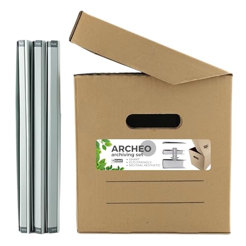 D.RECT - Archivbox ARCHEO Set Lagerbox 250x340x260 mm Klappdeckelbox Archivschachtel Aktenkarton mit 3 pastellfarbene Zero Max Ordner Grau D.RECT - Archivbox ARCHEO Set Lagerbox 250x340x260 mm Klappdeckelbox Archivschachtel Aktenkarton mit 3 pastellfarbene Zero Max Ordner Grau von D.RECT