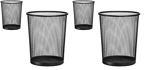 D.RECT Papierkorb Büro 19L - Abfalleimer, Papierkorb aus Drahtgeflecht Mülleimer, Papiereimer - Metall Büroeimer Mesh Runder, XXL Schwarz - 2 Stück (Packung mit 2) von D.RECT