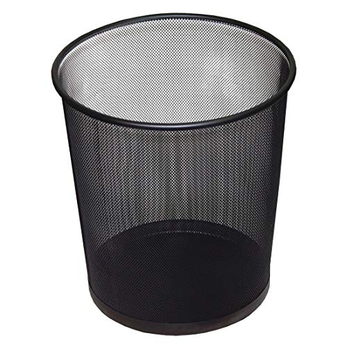 D.RECT Papierkorb Büro 12L - Abfalleimer, Papierkorb aus Drahtgeflecht Mülleimer, Papiereimer - Metall Büroeimer Mesh Runder, Schwarz von D.RECT