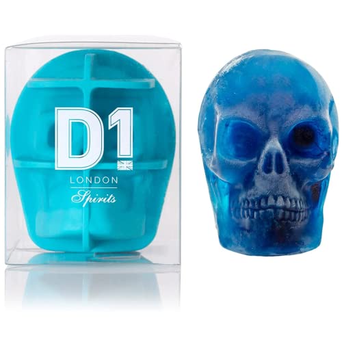 3D-Eiswürfelform Totenkopf - Getränke Zubehör aus flexiblem lebensmittelechtem Silikon für Whisky, Cocktails, Partys - Schädel in Geschenkbox - blau von D1