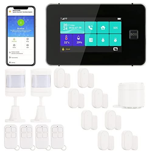 D1D9 Hausalarmsystem Touchscreen Home Anti-Einbruchsicherheit 18 Stück WiFi App DIY Wireless GSM von D1D9