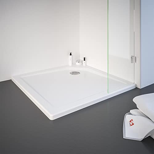 Schulte Duschwanne Sanitär-Acryl inklusive Anti-Rutsch-Beschichtung, Größe: 90x90 cm, extra-flach, Alpinweiß von Schulte