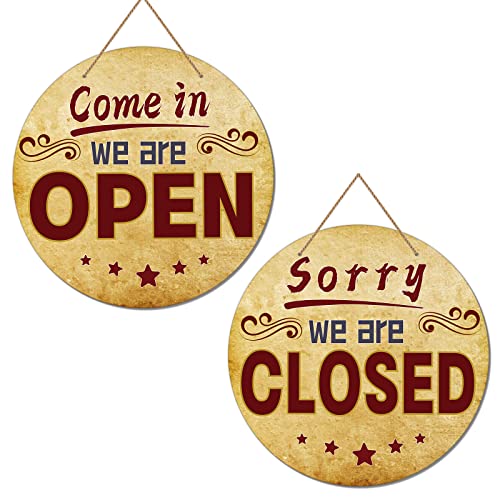 D4DREAM Schild mit Aufschrift "Open and Closed for Business", 29 cm, doppelseitig, wendbar, offenes Schild mit Seil, offen und geschlossen, Aufschrift "Come In We're Open or Closed Store", Hängeschild D4DREAM Schild mit Aufschrift "Open and Closed for Business", 29 cm, doppelseitig, wendbar, offenes Schild mit Seil, offen und geschlossen, Aufschrift "Come In We're Open or Closed Store", Hängeschild von D4DREAM