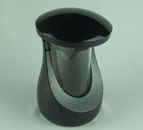 designgrab Cerres Grablampe Granit Schwedisch Black | wetterfest & handgefertigt | Grabschmuck mit Glasfenstern | modernes Design von D4G Design4Grab