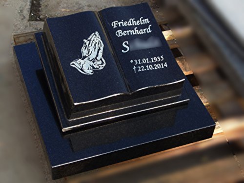 designgrab Grabstein offenes Buch – groß – aus Granit Schwedisch Black (SS1) – schwarz, poliert & handgefertigt in EU | mit Wunschgravur nach Absprache von D4G Design4Grab