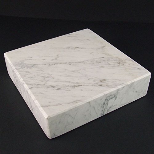designgrab Lampen- und Vasensockel eckig 20x20x5 cm aus Carrara Marmor weiß für Grabvase oder Grablampe von D4G Design4Grab