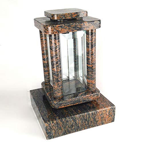 designgrab Modern Grablampe mit Sockel aus Granit Gneis Halmstad, Grabschmuckset von D4G Design4Grab