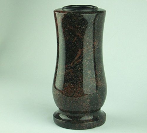 design4grab Grabvase tailliert mittelgroß aus Granit Aurora – rot-braun | handgefertigt & poliert | wetterfest & robust | ideal für Urnengrab, Grabplatte oder Grabstein | hochwertige Grabschmuck-Vase von D4G Design4Grab
