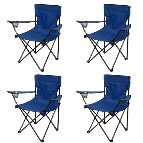 DA-MEIJULE Tragbarer Campingstuhl mit Tragetasche, tragbarer Outdoor-Stuhl für faltbaren Rasenstuhl, Outdoor-Campingstuhl mit Getränkehalter zum Angeln, Outdoor-Sport, 4 Stück, Marineblau von DA-MEIJULE