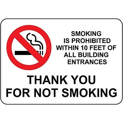Aluminiumschilder Warnschild "Smoking is Prohibited Within 10 Ft Building Entrances Road Sign Business Sign 40,6 x 30,5 cm Metallschild von DAADAA