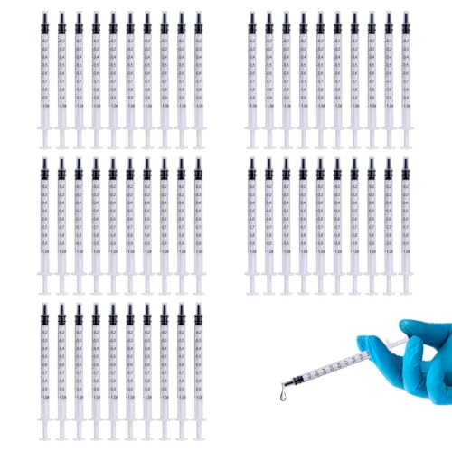 50 Stück 1 ml Kunststoff Spritzen (Ohne Nadeln),Spritzen 1ml,Spritze 1ml,1ml Spritze Steril,1 ml Spritzen,1 ml Spritze Zum Nachfüllen Und Messen Von Flüssigkeiten, Haustierfütterung von DAAIZIII