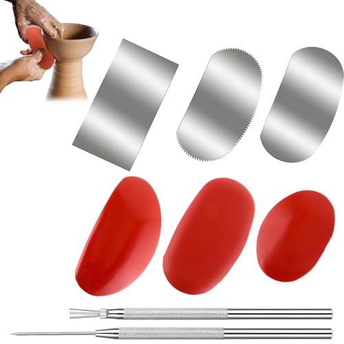 8 Stück Keramik Ton Rippen Set,Töpferwerkzeug Set,Modellierwerkzeug,Töpfer Set,Tonwerkzeug,Skulptur Töpferform,Töpferformen,Keramiknadel,Töpferset Für Modellbau Schnitzarbeiten Machen Bildhauerei von DAAIZIII