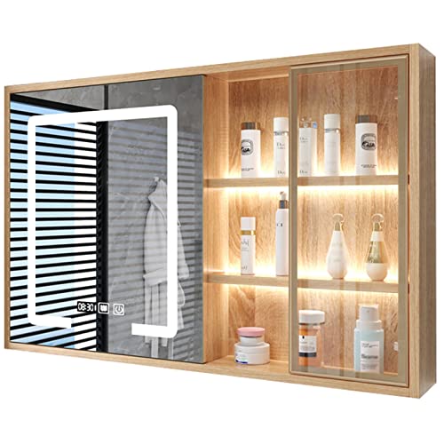 DAAPER LED-Badezimmer-Medizinschrank mit Spiegel, Badezimmer-Spiegelschrank mit Lichtern und Defogger, Aufbewahrungs-Organizer für Wohnzimmer (B 90 x 70 x 14 cm) von DAAPER